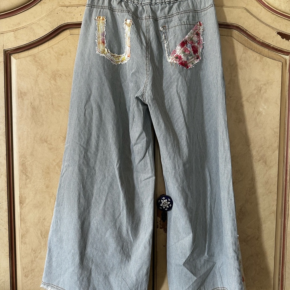 New Without Tags Pol Patchwork Boho Pinstripe Den… - image 5